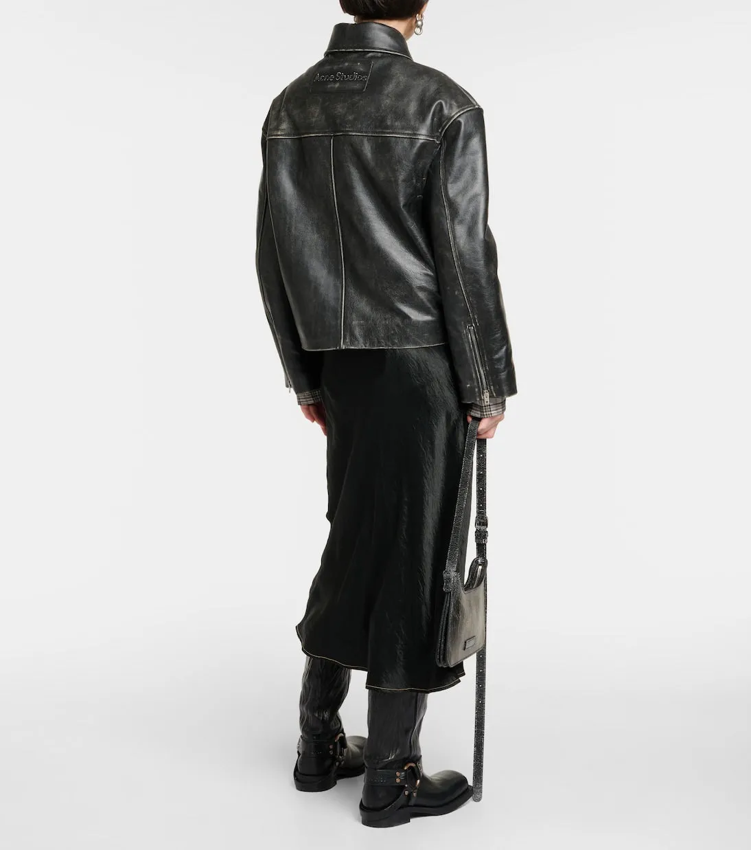 Acne Studios distressed leather biker jacket, black