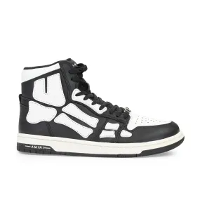 AMIRI LEATHER PANELLED SKEL BLACK WHITE HI-TOP SNEAKERS