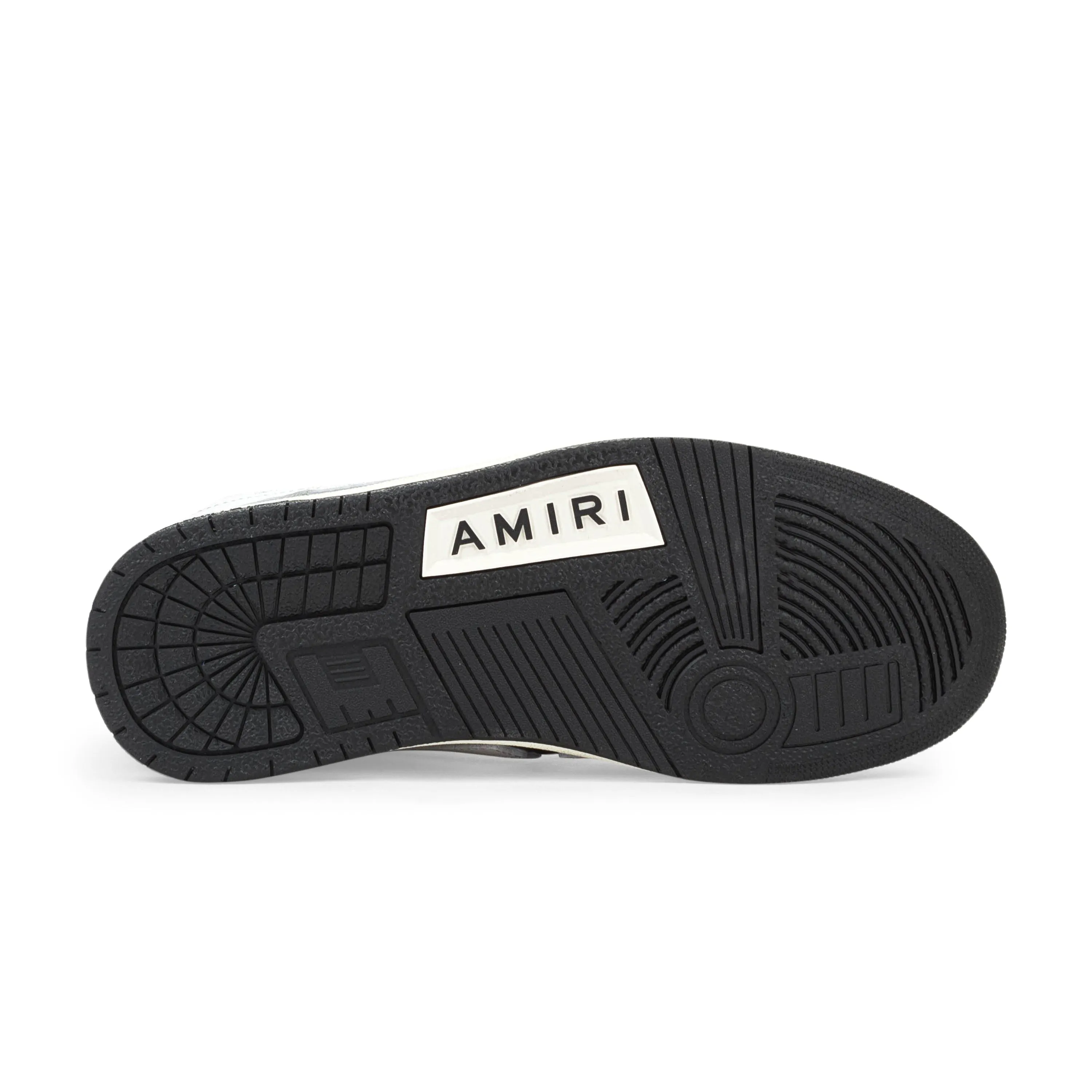 AMIRI LEATHER PANELLED SKEL BLACK WHITE HI-TOP SNEAKERS