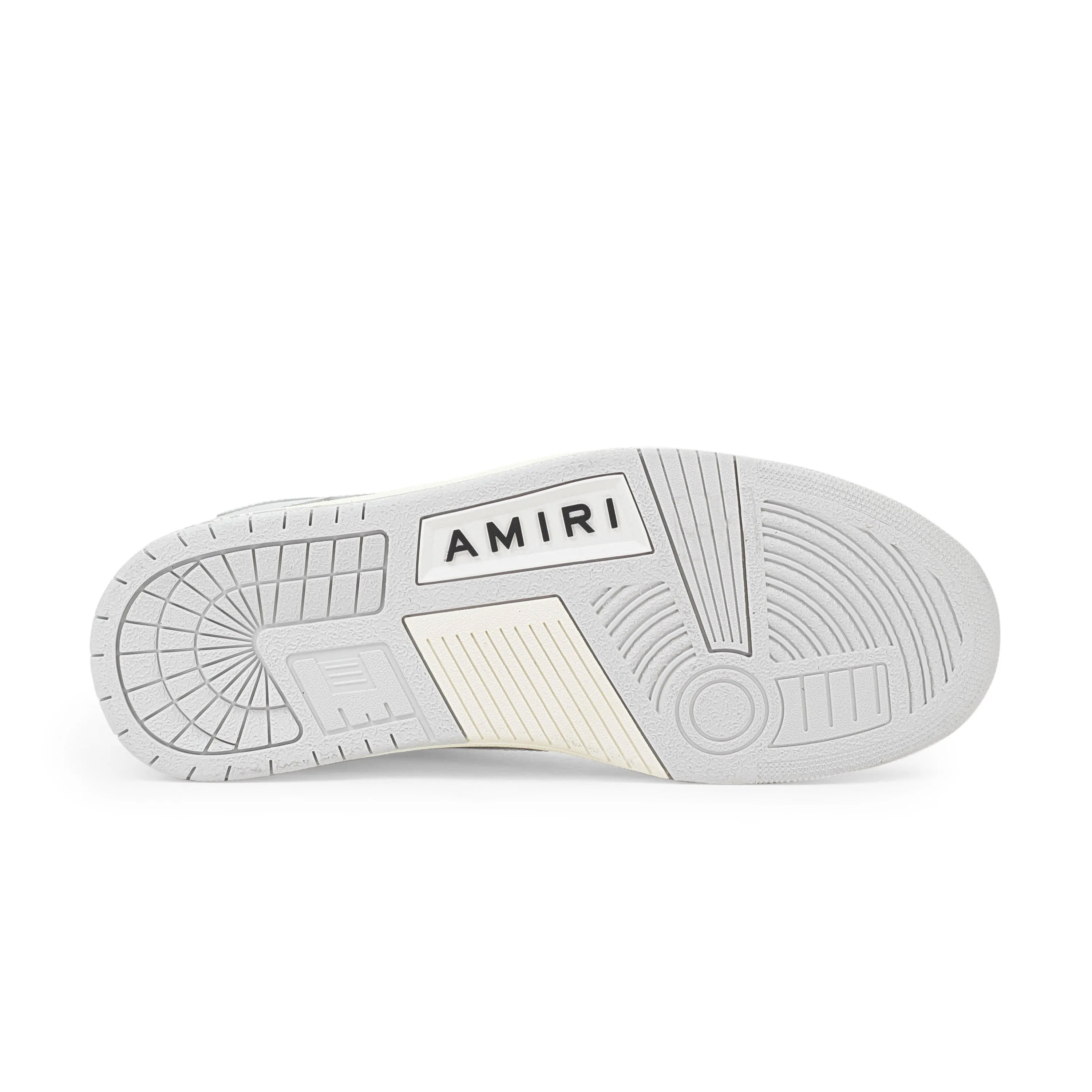 AMIRI LEATHER PANELLED SKEL PELLE BIANCA HI-TOP SNEAKERS