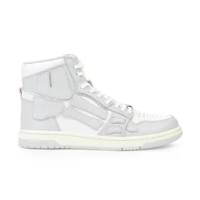 AMIRI LEATHER PANELLED SKEL PELLE BIANCA HI-TOP SNEAKERS