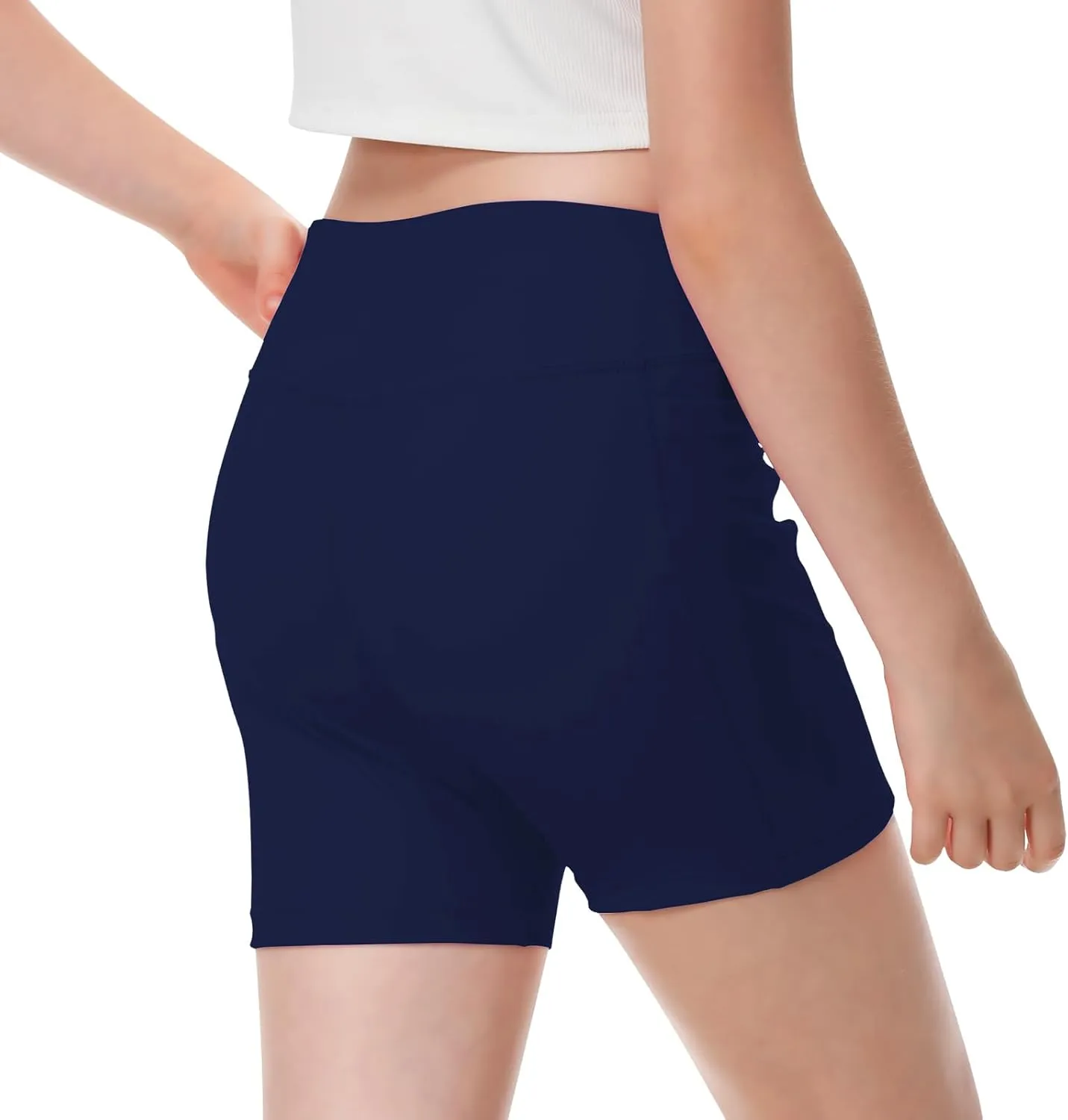 ANIVIVO Girls' 4" Volleyball Biker Dance Shorts Youth Spandex Yoga Shorts Kids Athletic Running Compression Shorts