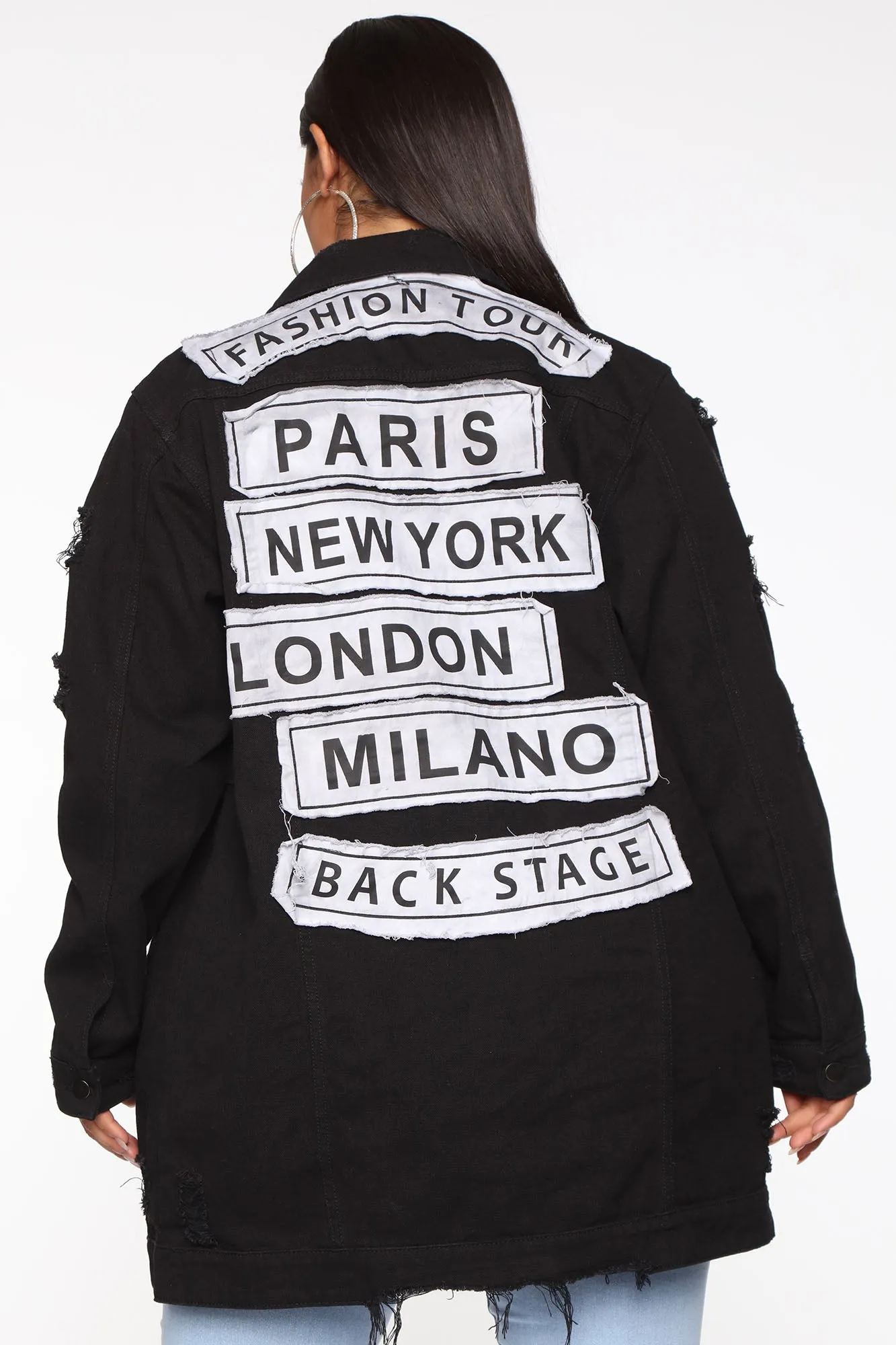 Back Stage Denim Trucker Jacket - Black