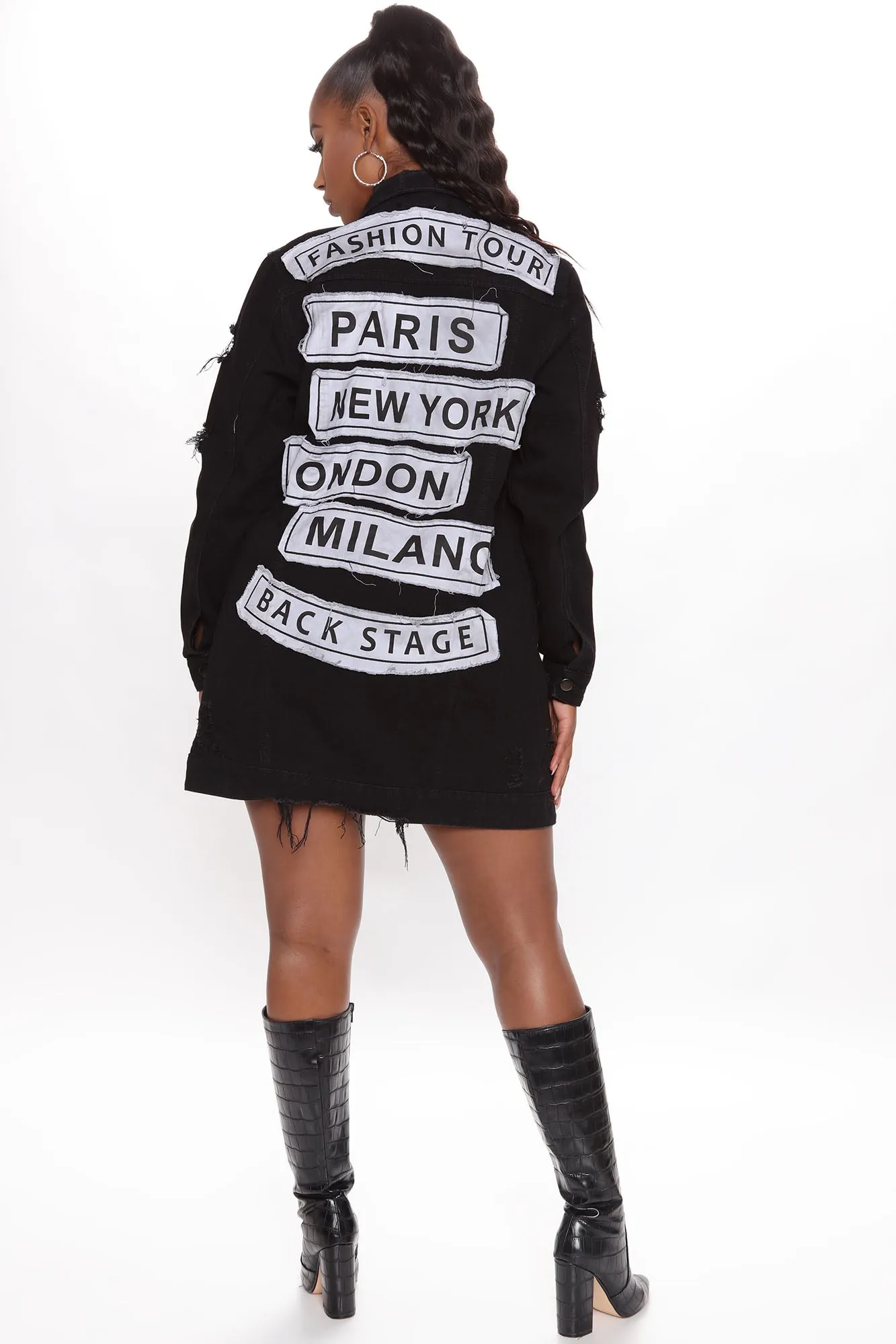 Back Stage Denim Trucker Jacket - Black