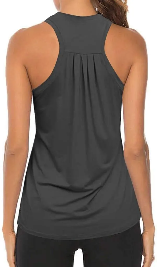 Backless Tank Tops for Women Sleeveless Quick Dry Summer Workout Athletic Running Shirts Loose Stretch Muscle Tank Yoga Shirt