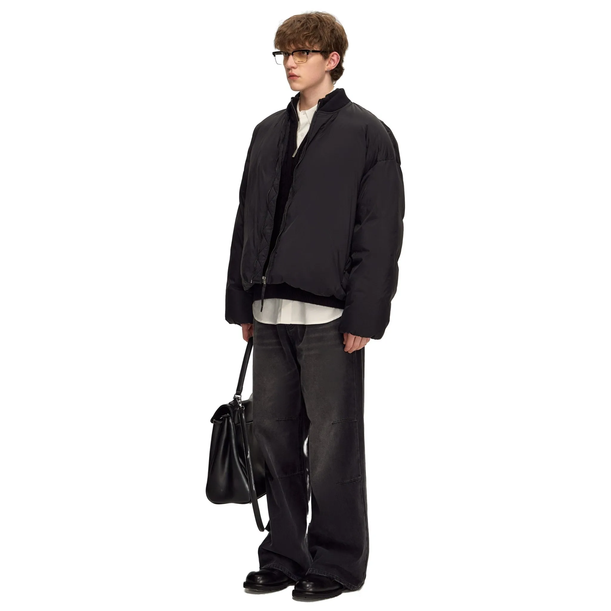 Black Baseball Collar Down Jacket
