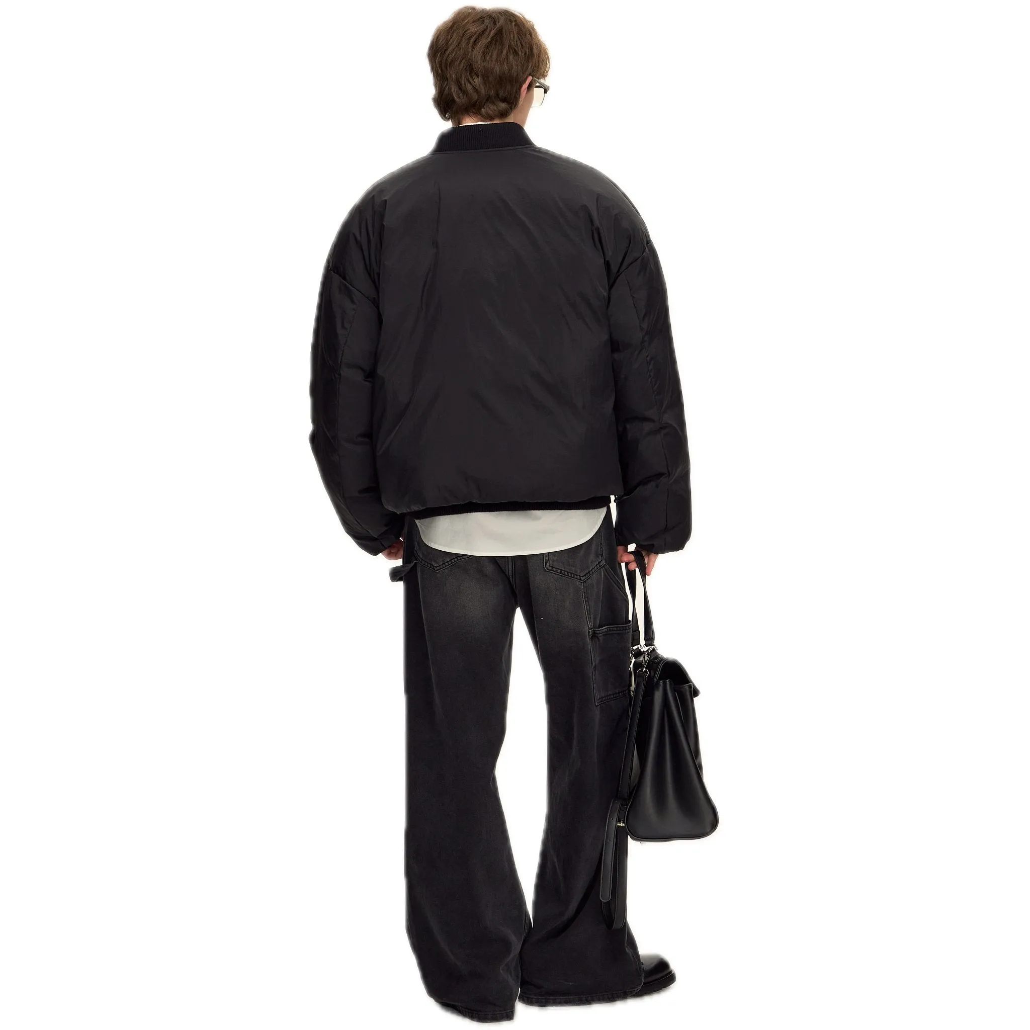 Black Baseball Collar Down Jacket