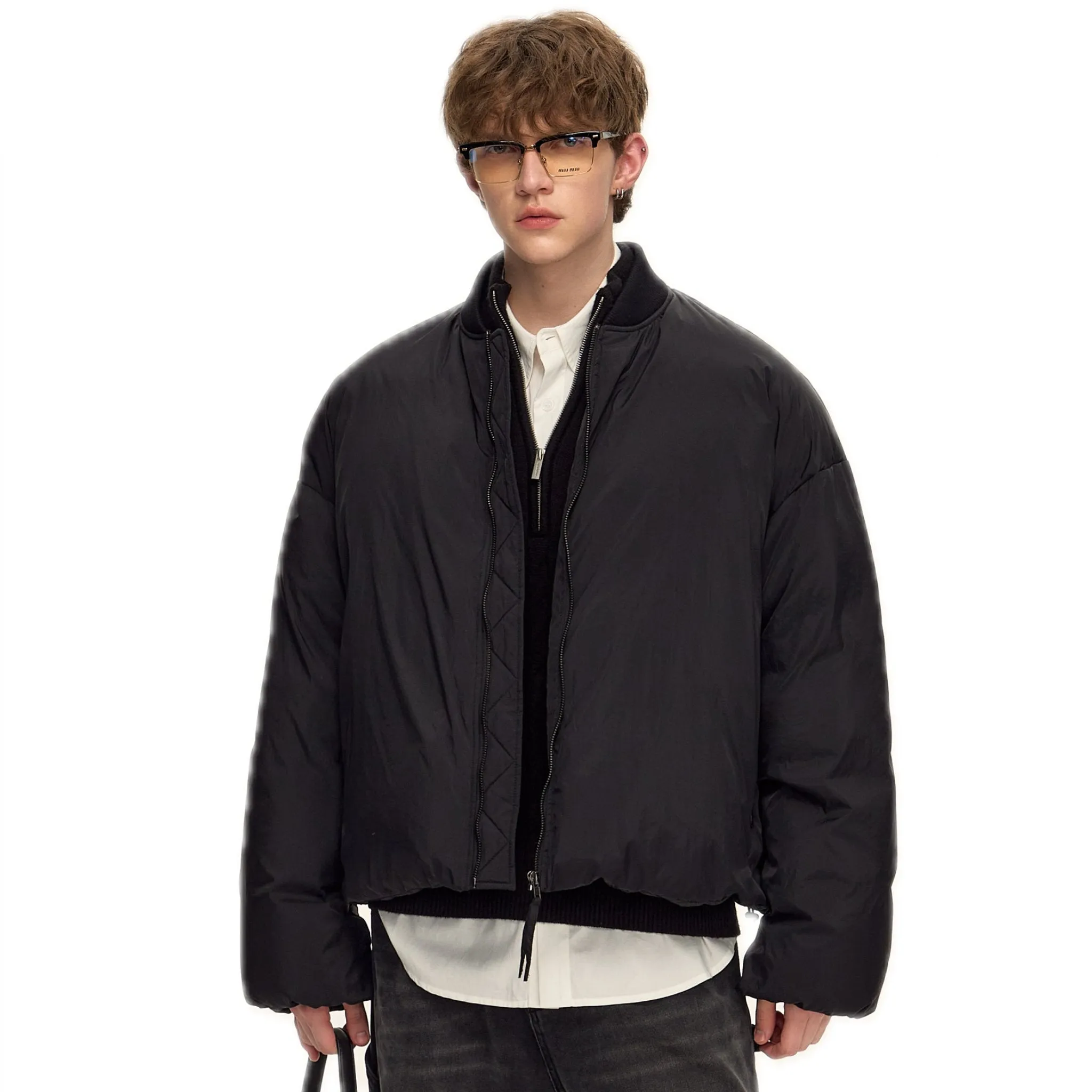 Black Baseball Collar Down Jacket