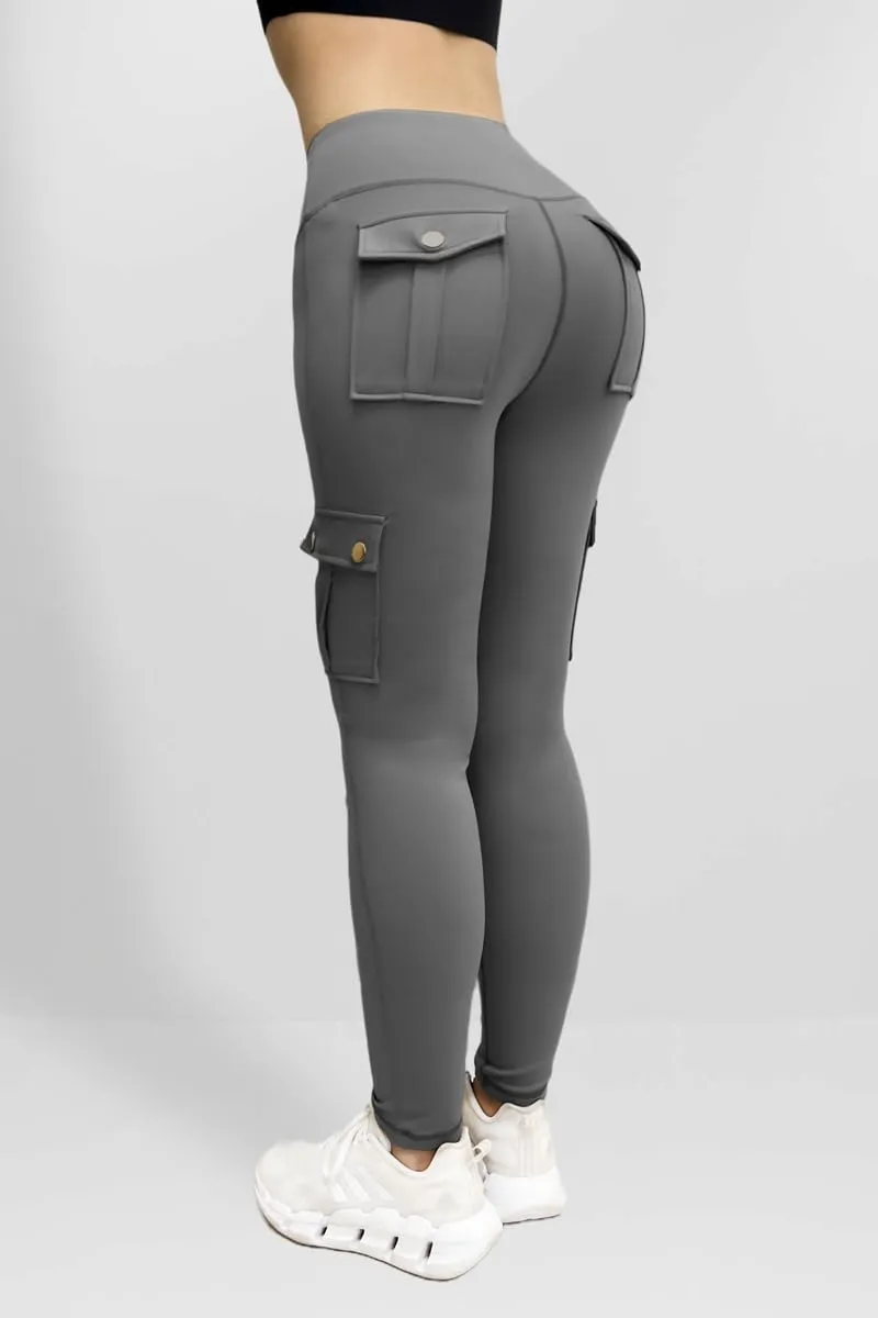 Cargo Yoga Pants for Women Scrunch Butt Lifting Leggings Tummy Control High Waisted Yoga Pants Workout Gym Tights