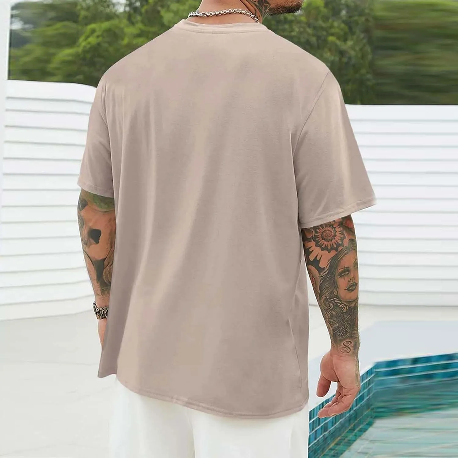Casual Short Sleeve T-Shirts for Men Regular Fit Crewneck Running Workout Tops Hipster Palmshadow Graphic Summer Tees