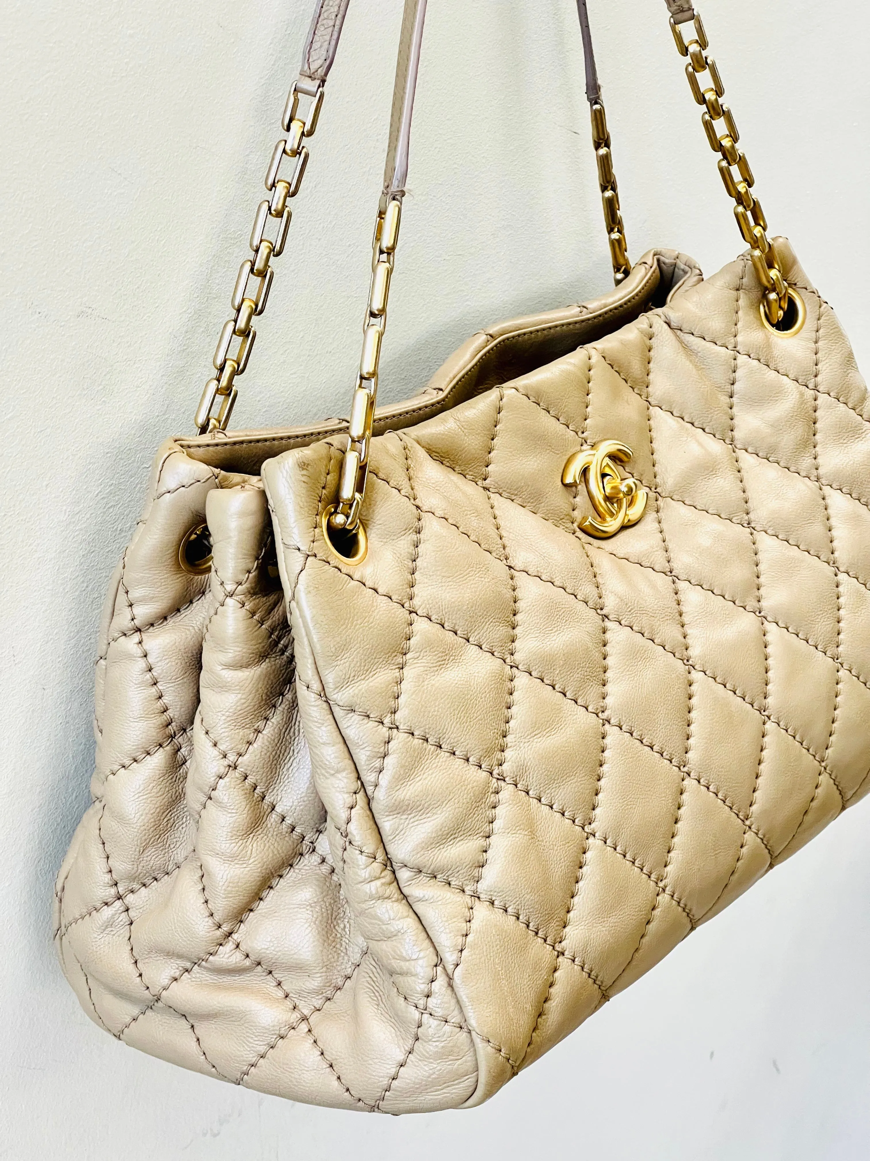 CHANEL CC WILD STITCH CALFSKIN LEATHER TOTE BAG