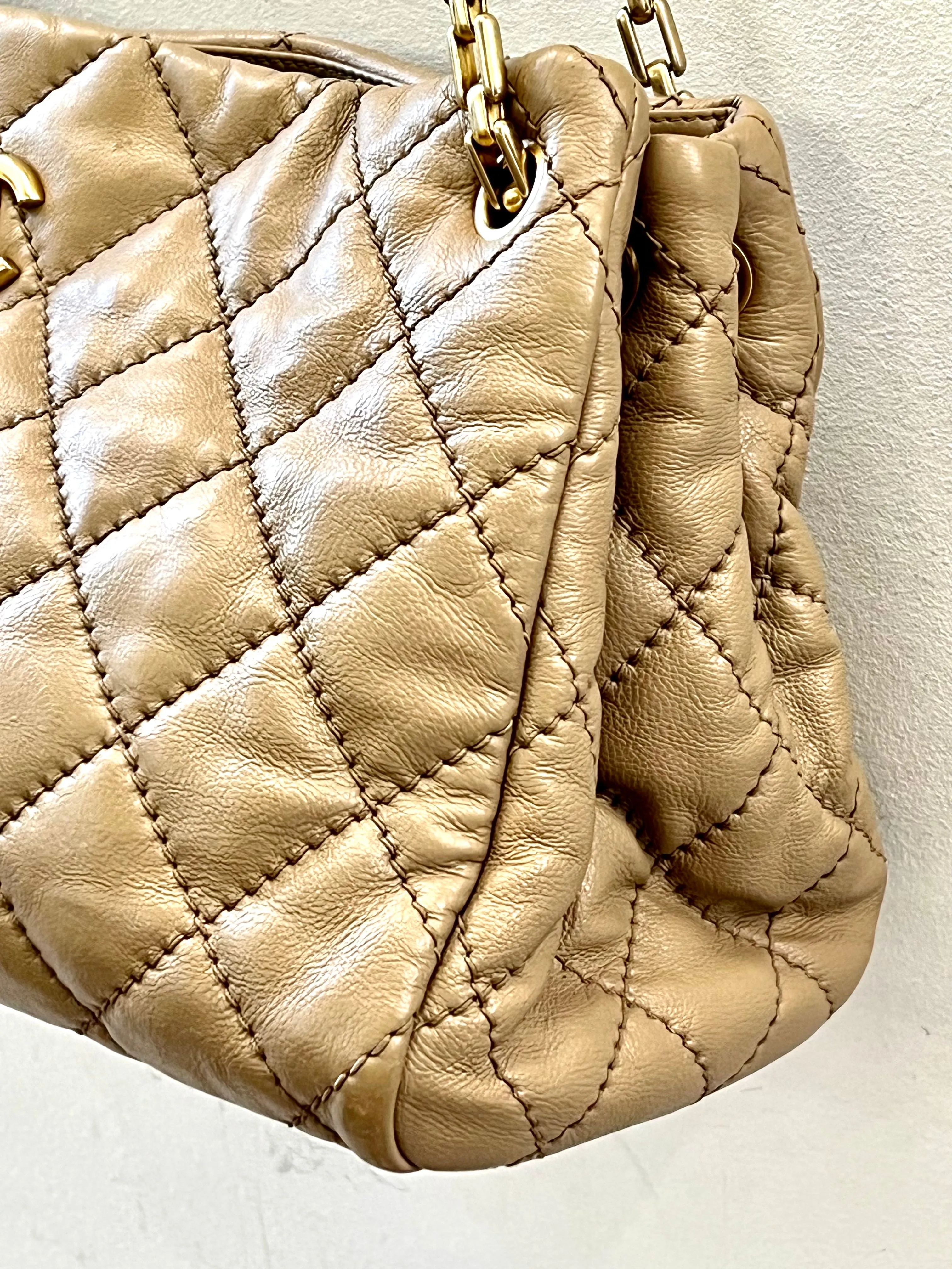 CHANEL CC WILD STITCH CALFSKIN LEATHER TOTE BAG