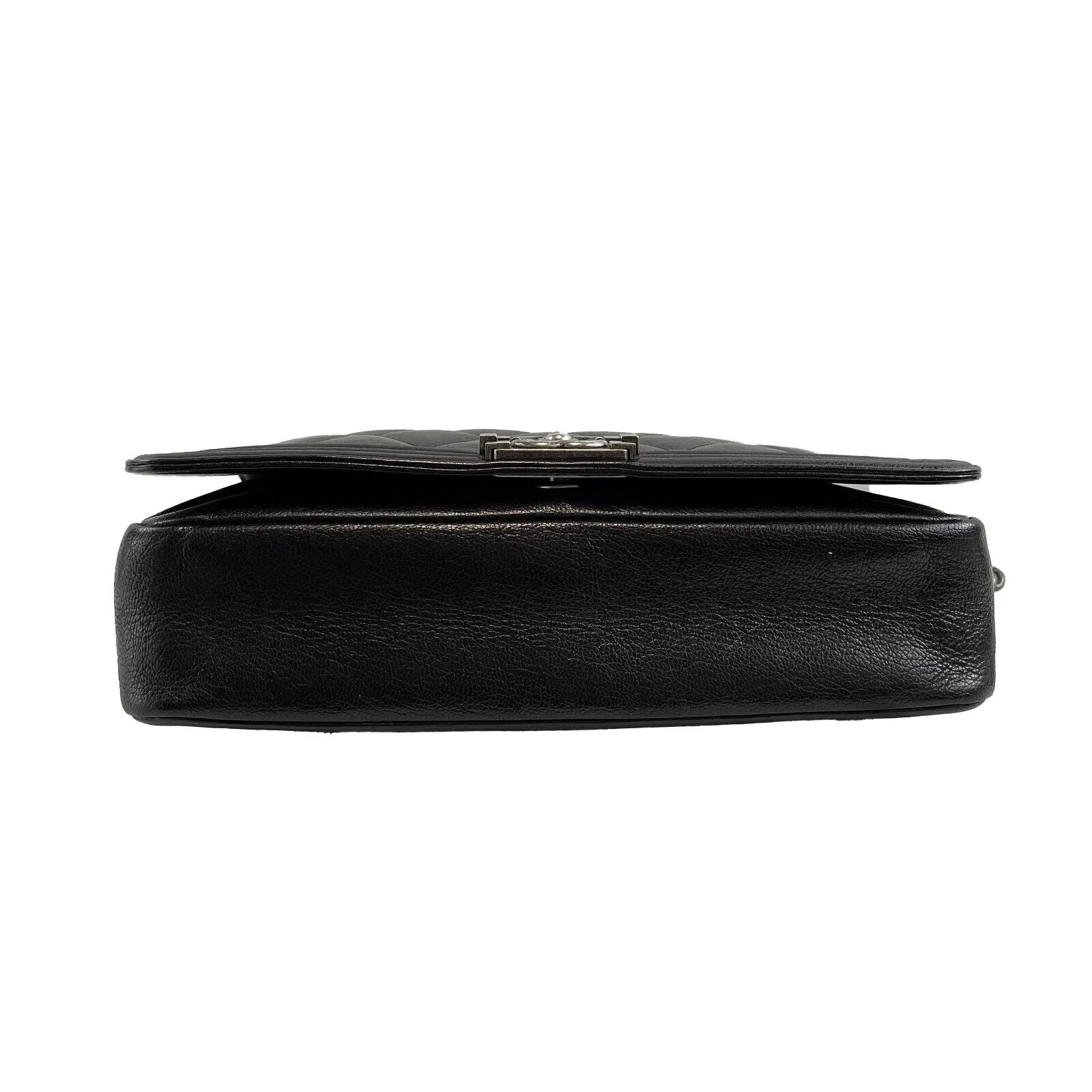CHANEL Double Stitch Boy Flap Medium Quilted Calfskin Black Handbag