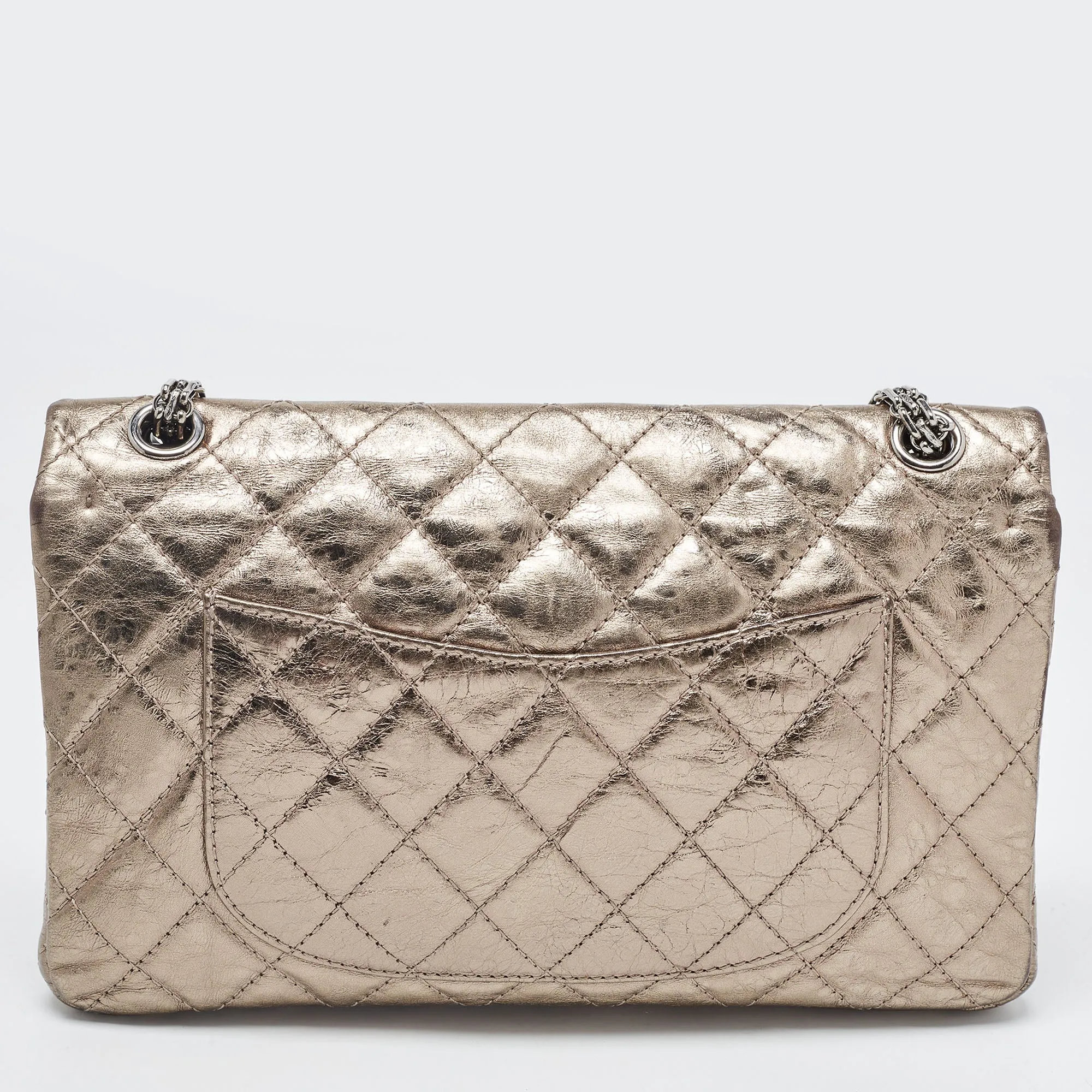CHANEL Metallic Quilted Aged Leather Reissue 2.55 Classic 226 Flap Bag