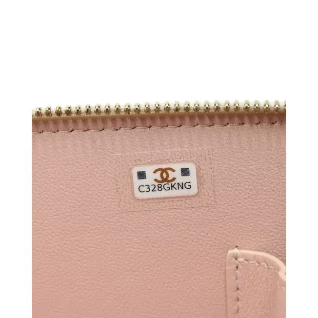 CHANEL Quilted Double Zip Small Vanity Case in White Shiny Lambskin Leather