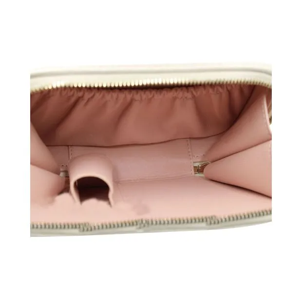 CHANEL Quilted Double Zip Small Vanity Case in White Shiny Lambskin Leather