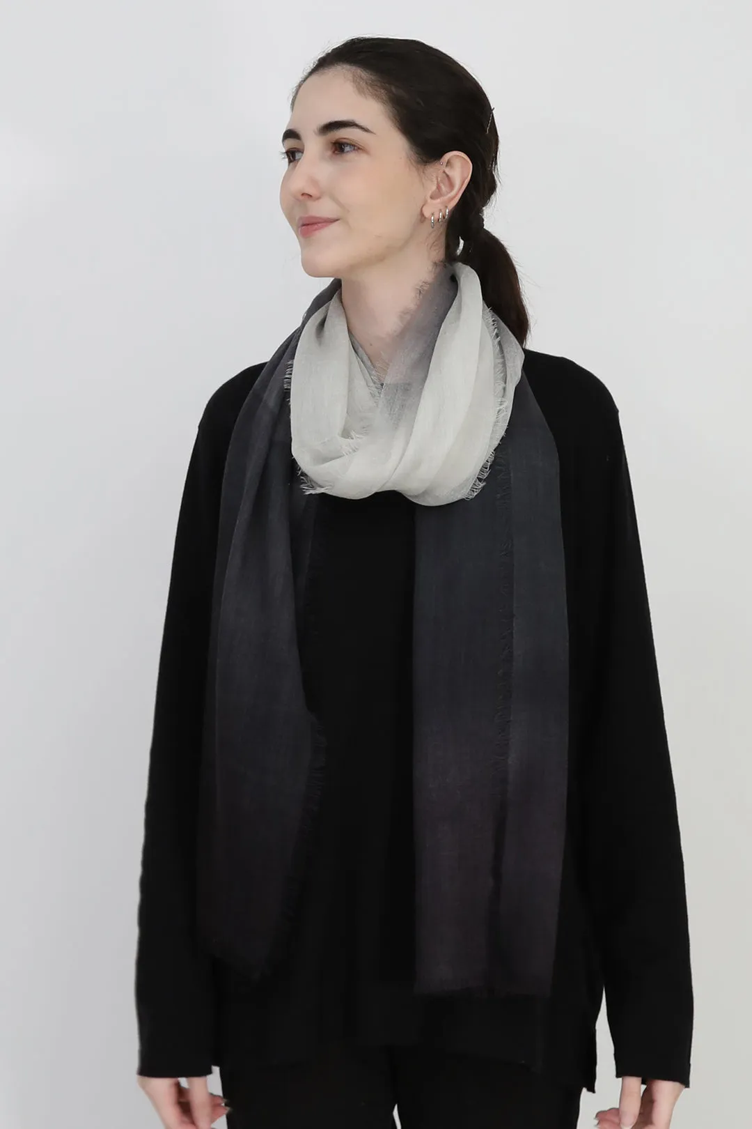 CHARCOAL FADE ITALIAN CASHMERE SCARF