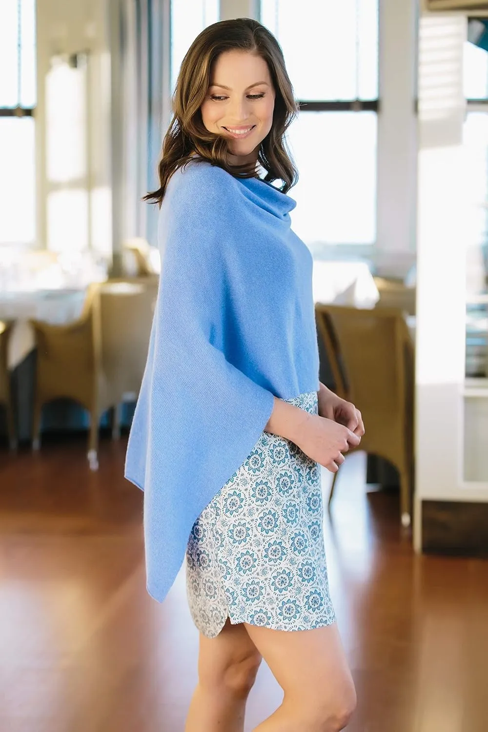 CLAUDIA NICHOLE by Alashan 100% Cashmere Luxe Dress Topper Poncho - Lightweight, Soft, Cozy & Versatile - Great Gift Item