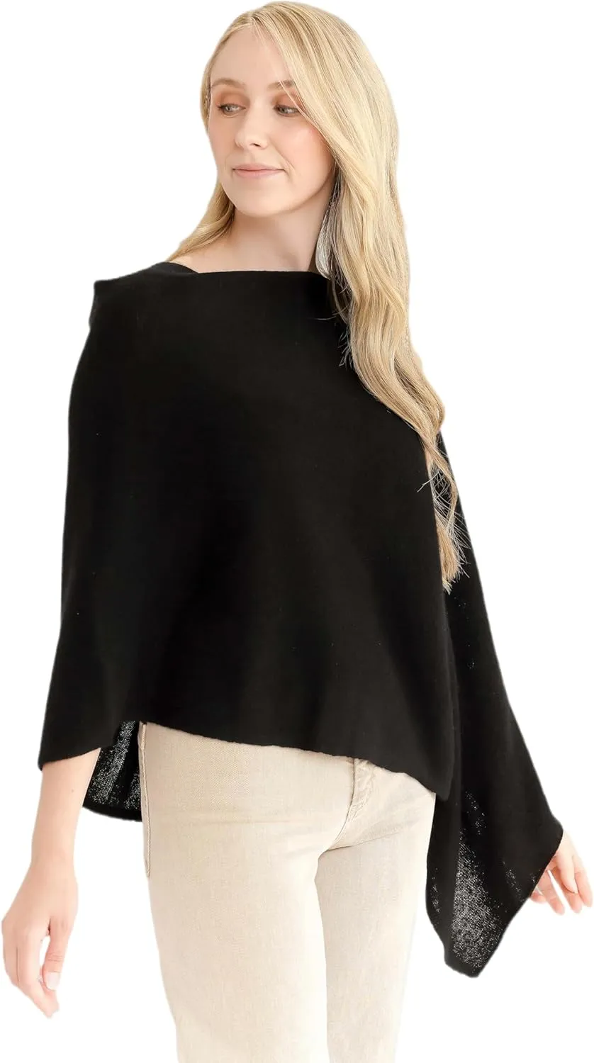 CLAUDIA NICHOLE by Alashan 100% Cashmere Luxe Dress Topper Poncho - Lightweight, Soft, Cozy & Versatile - Great Gift Item