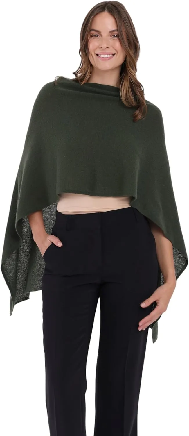 CLAUDIA NICHOLE by Alashan 100% Cashmere Luxe Dress Topper Poncho - Lightweight, Soft, Cozy & Versatile - Great Gift Item