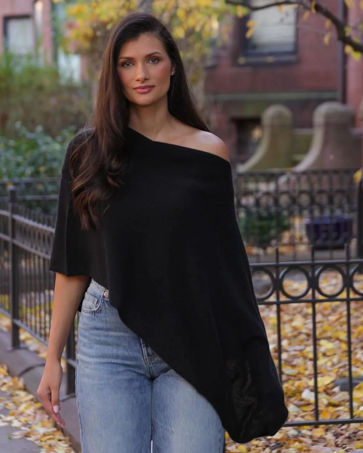 CLAUDIA NICHOLE by Alashan 100% Cashmere Luxe Dress Topper Poncho - Lightweight, Soft, Cozy & Versatile - Great Gift Item