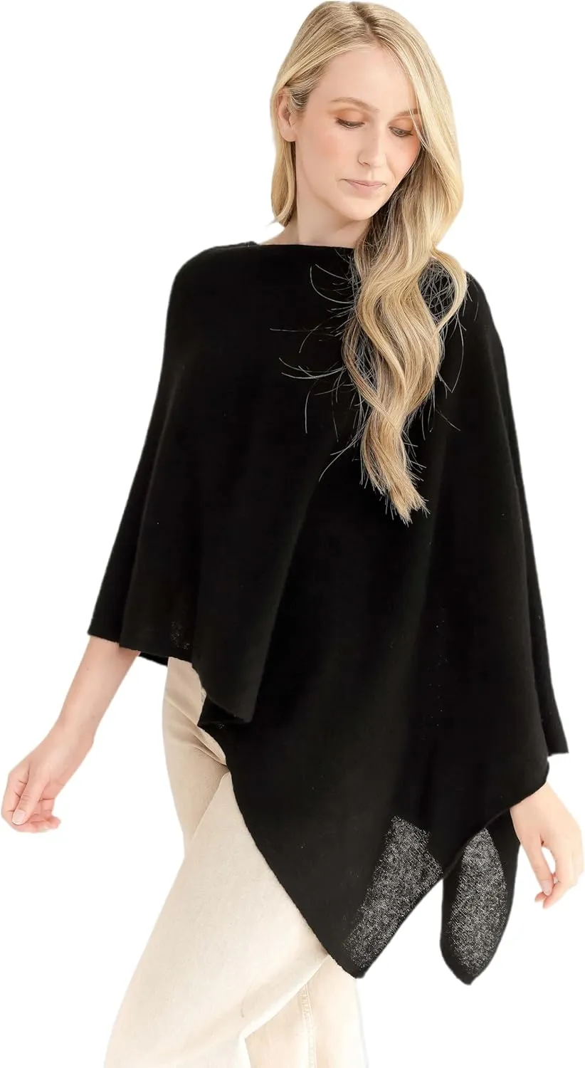CLAUDIA NICHOLE by Alashan 100% Cashmere Luxe Dress Topper Poncho - Lightweight, Soft, Cozy & Versatile - Great Gift Item