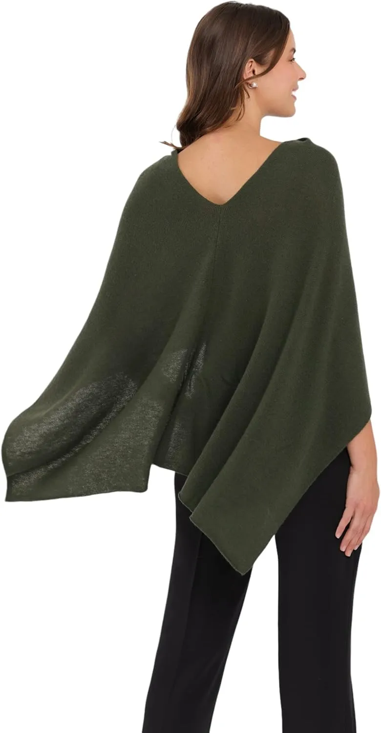 CLAUDIA NICHOLE by Alashan 100% Cashmere Luxe Dress Topper Poncho - Lightweight, Soft, Cozy & Versatile - Great Gift Item