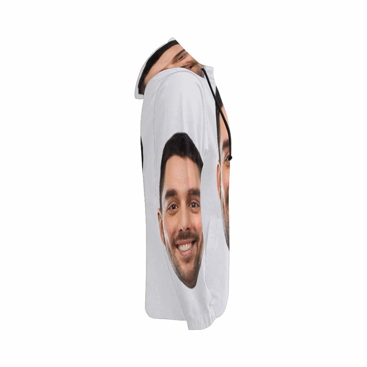 Custom Boyfriend Face Full Zip Hoodie Gray Women's All Over Print Personalized Zipper Hoodie with Husband Face for Him