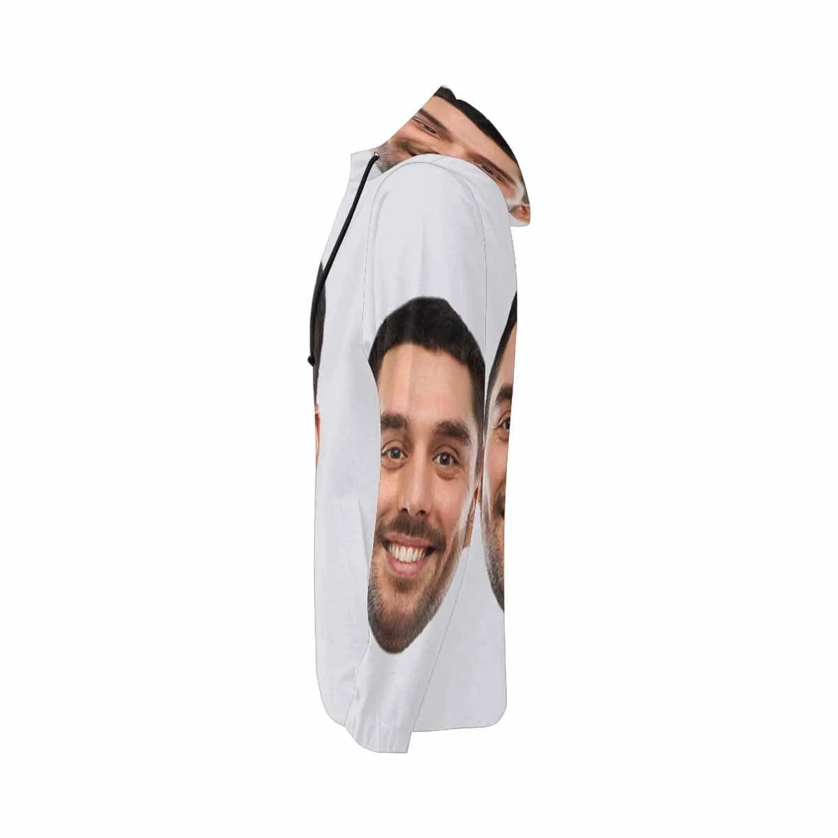 Custom Boyfriend Face Full Zip Hoodie Gray Women's All Over Print Personalized Zipper Hoodie with Husband Face for Him