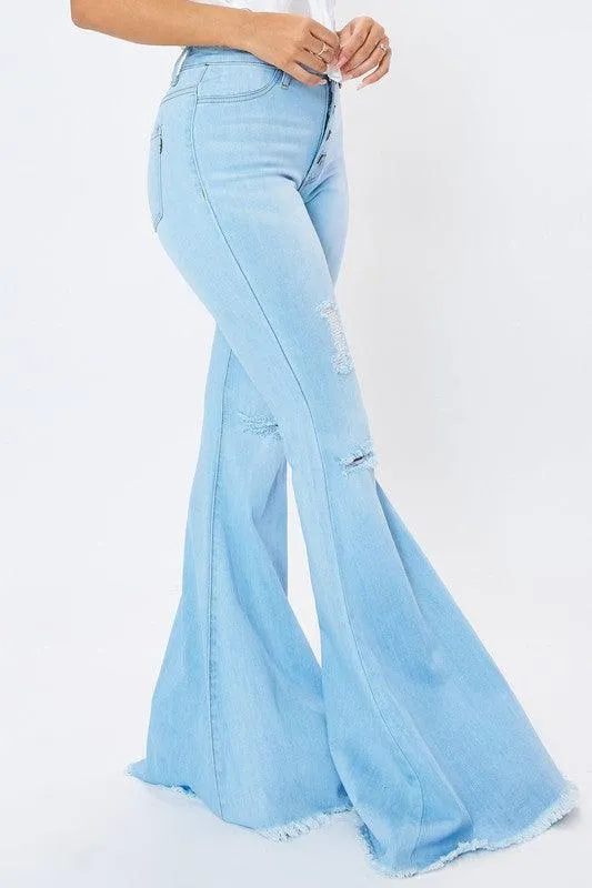 Distressed Flare Jeans light Stone