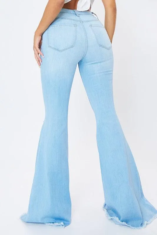Distressed Flare Jeans light Stone