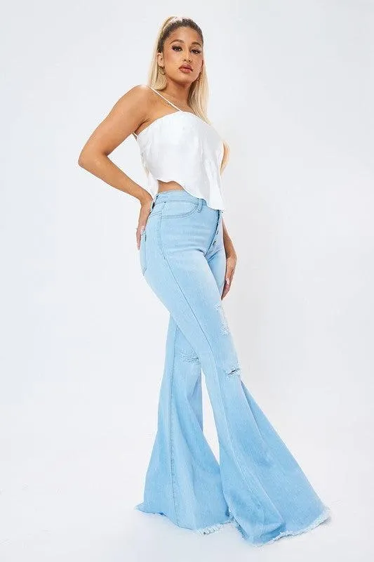 Distressed Flare Jeans light Stone