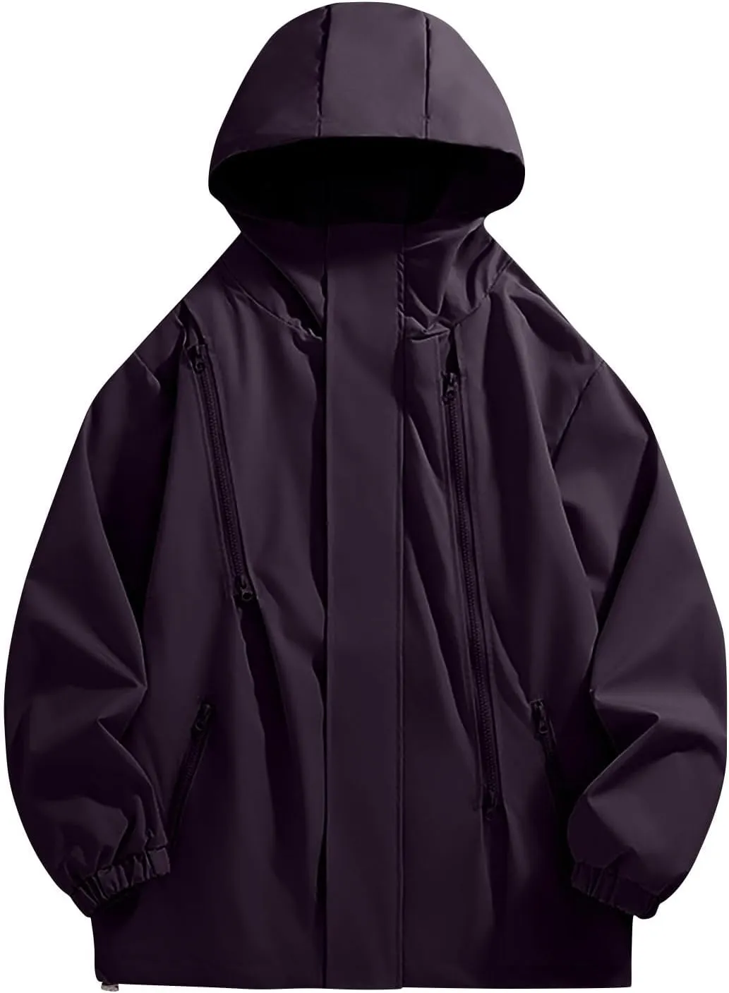 Finelylove Mens Rain Jacket Waterproof Lightweight Hooded Windbreaker Distressed Softshell Jackets Raincoat for Hiking