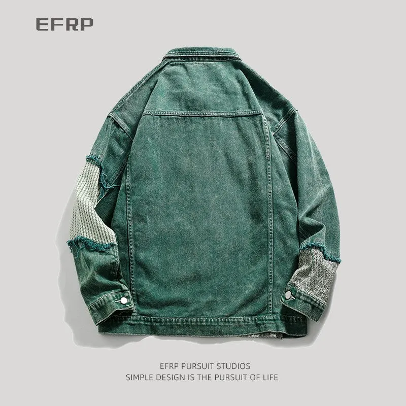Irregular stitching distressed unisex denim jacket