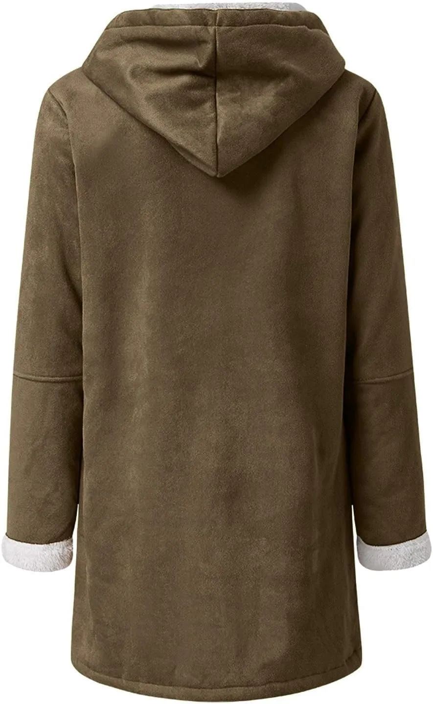Jackets for Women 2024 Warm Sherpa Fleece Lined Distressed Jackets Hooded Parka Faux Suede Pea Coat Outerwear