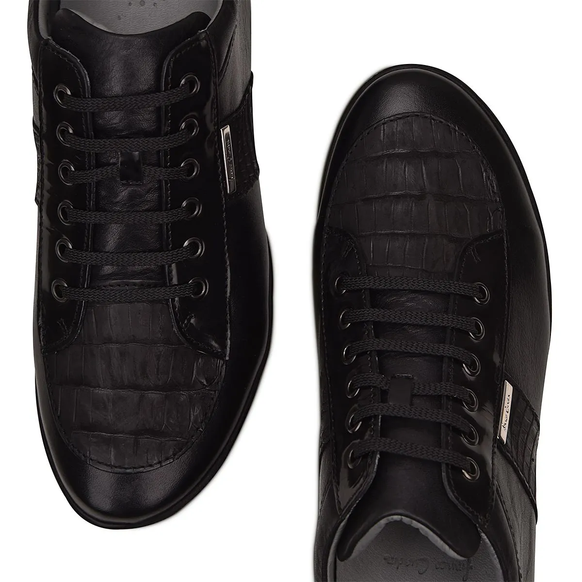 L05NPBM  - Cuadra habbano black crocodile sneakers for men