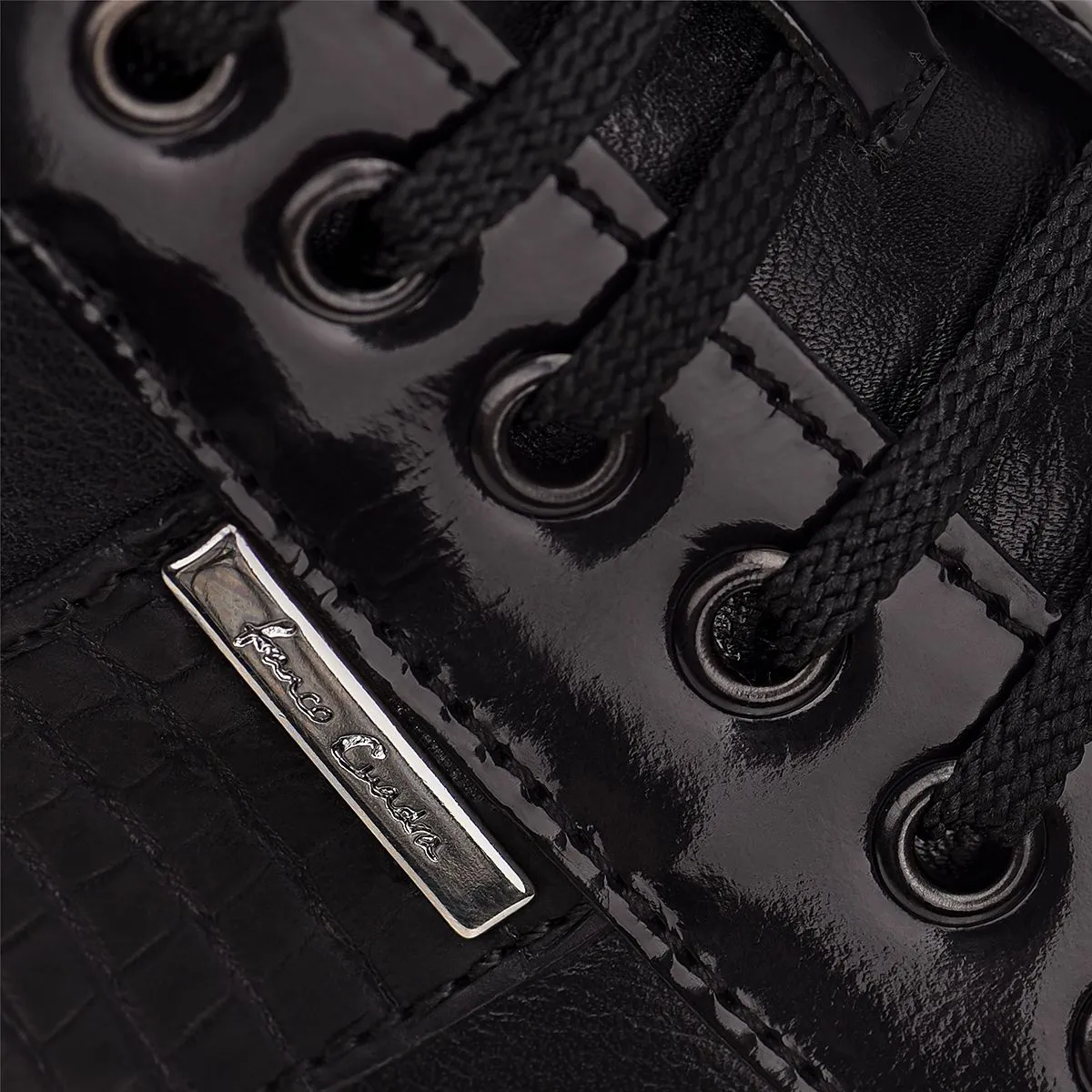 L05NPBM  - Cuadra habbano black crocodile sneakers for men