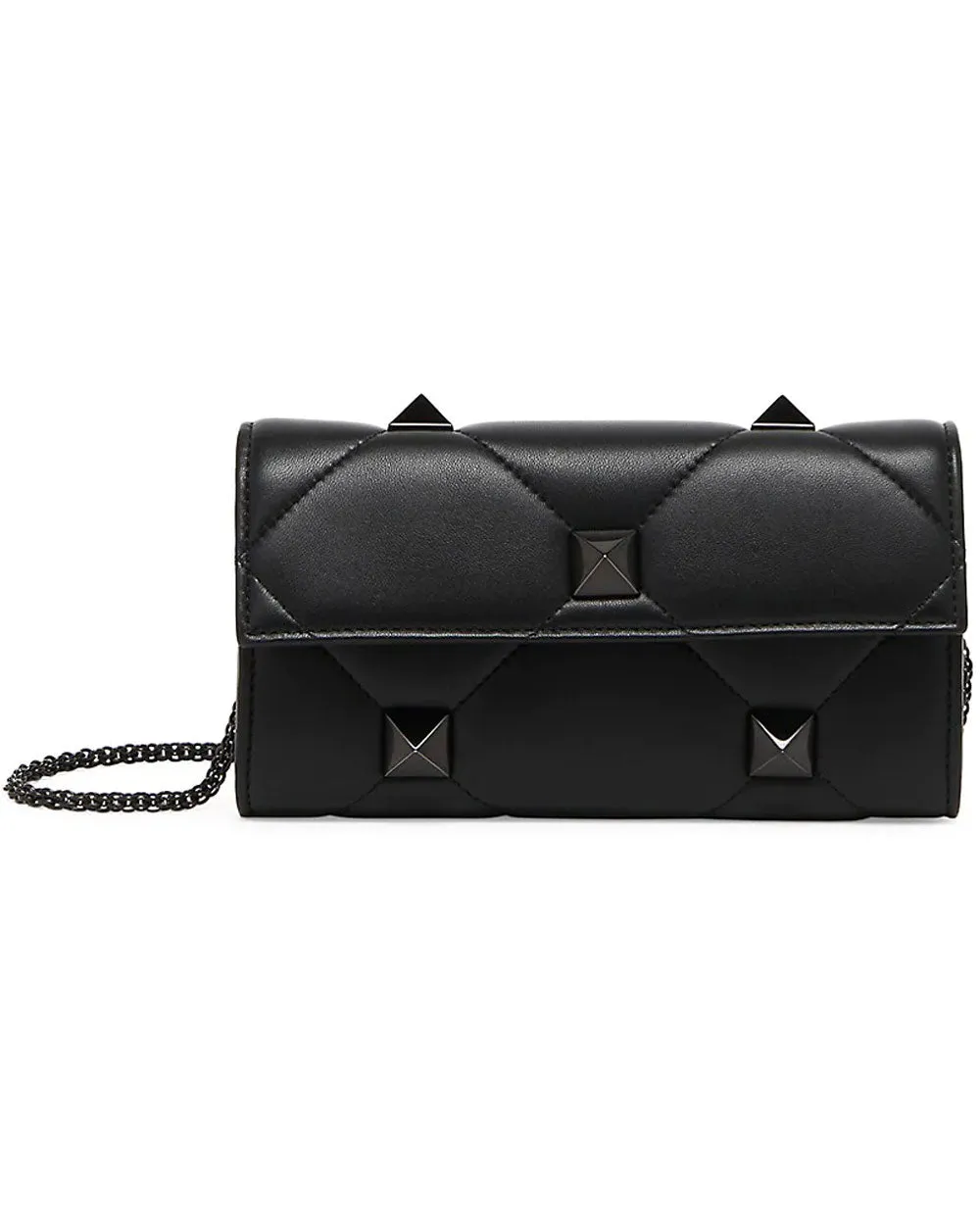 Medium Roman Stud Quilted Crossbody Bag in Nero