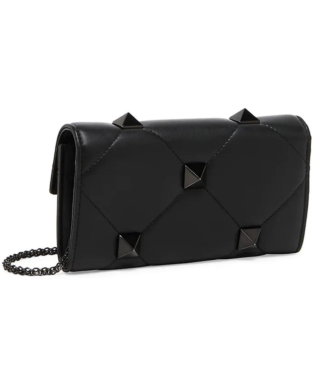 Medium Roman Stud Quilted Crossbody Bag in Nero