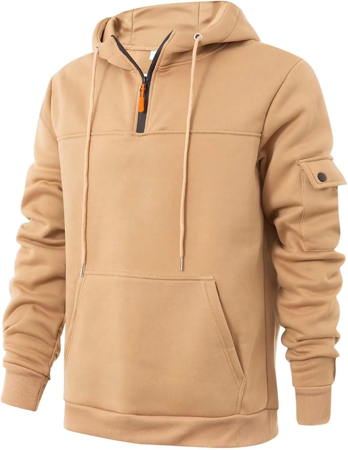 Mens Fall Hoodie Casual Half Zip Waffle Pullover Sweatshirts Running Gym Athletic Hooded Shirt with Pocket Big&Tall