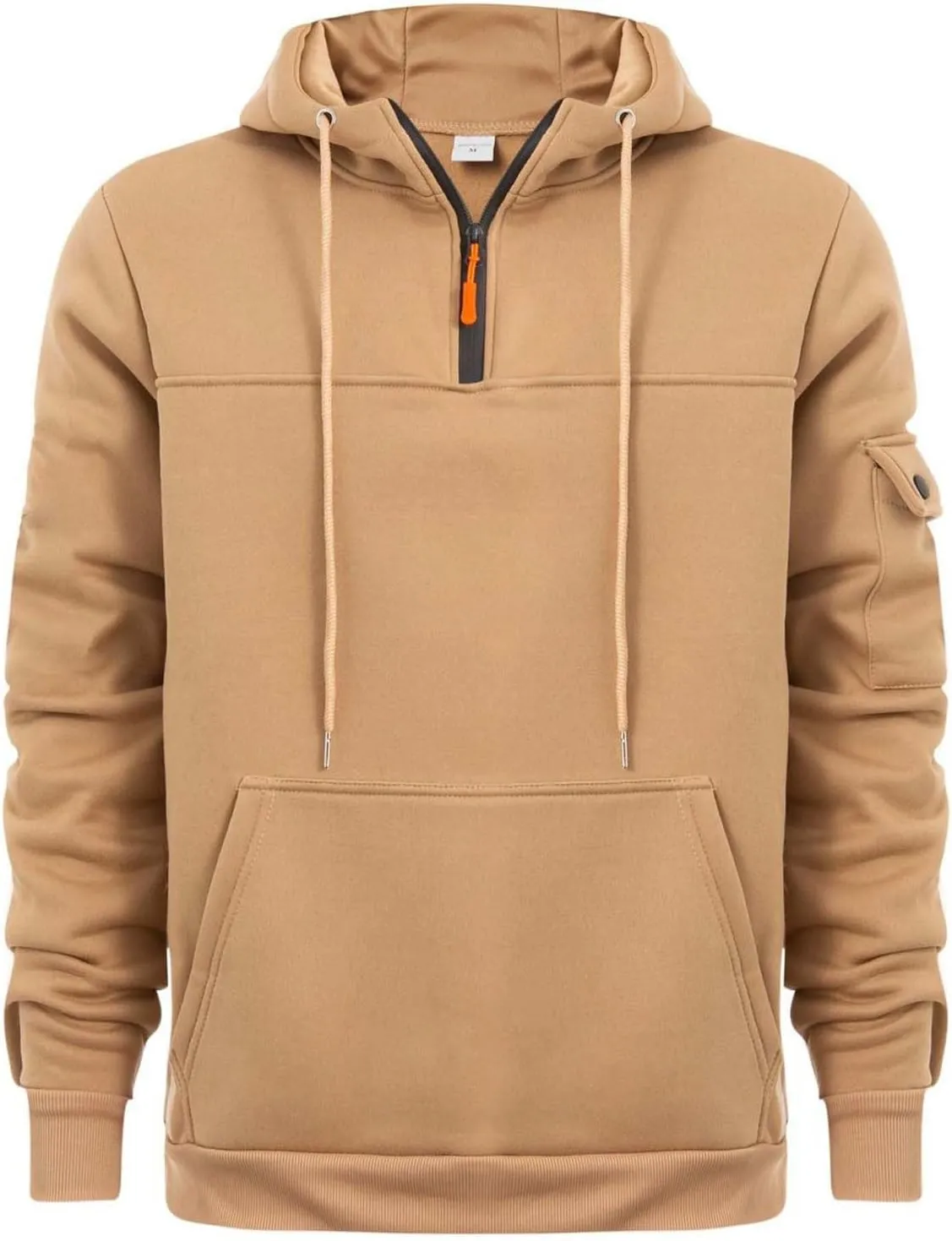 Mens Fall Hoodie Casual Half Zip Waffle Pullover Sweatshirts Running Gym Athletic Hooded Shirt with Pocket Big&Tall