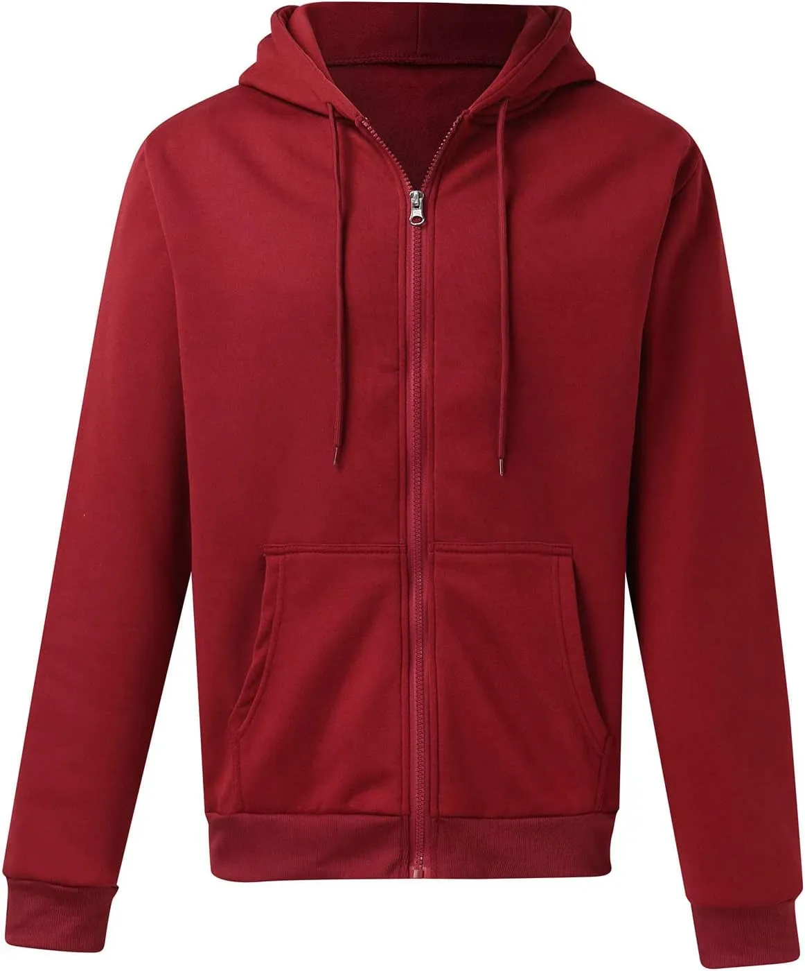 Men's Full Zip Hooded Sweatshirt Drawstring Long Sleeve Jacket Casual Solid Workout Athletic Running Hoodies Top with Pockets