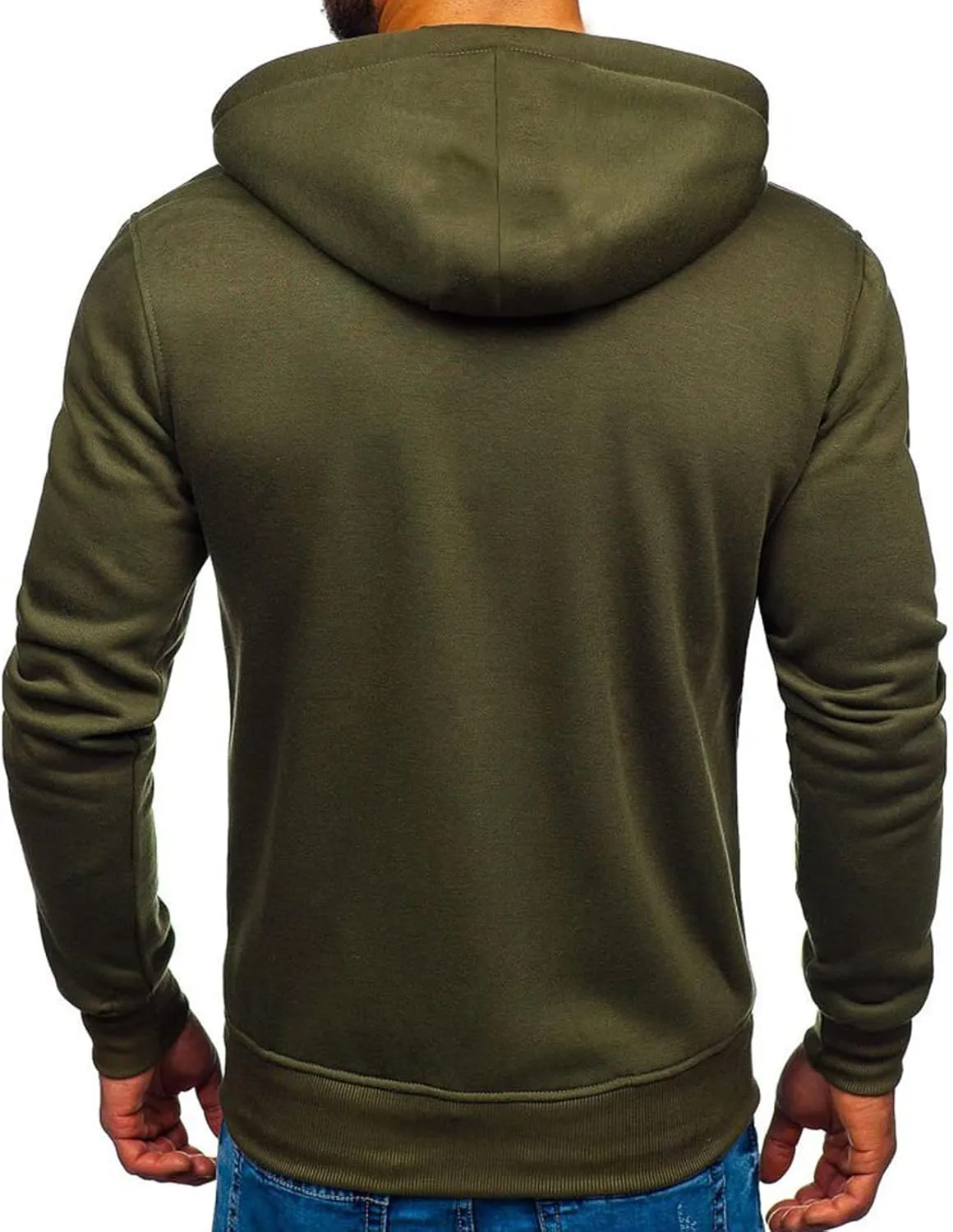 Men's Full Zip Hooded Sweatshirt Drawstring Long Sleeve Jacket Casual Solid Workout Athletic Running Hoodies Top with Pockets