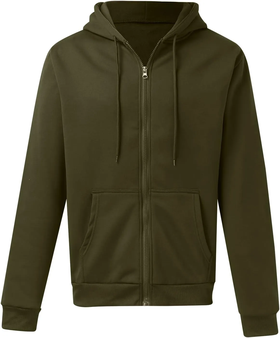 Men's Full Zip Hooded Sweatshirt Drawstring Long Sleeve Jacket Casual Solid Workout Athletic Running Hoodies Top with Pockets