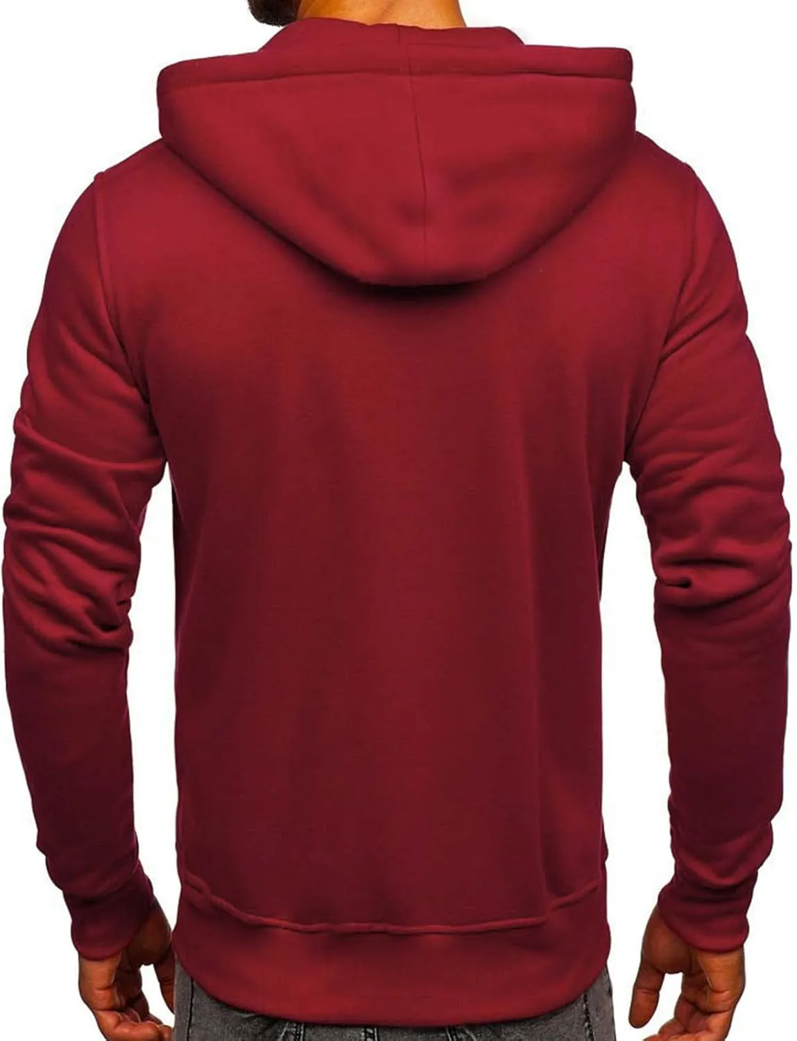 Men's Full Zip Hooded Sweatshirt Drawstring Long Sleeve Jacket Casual Solid Workout Athletic Running Hoodies Top with Pockets