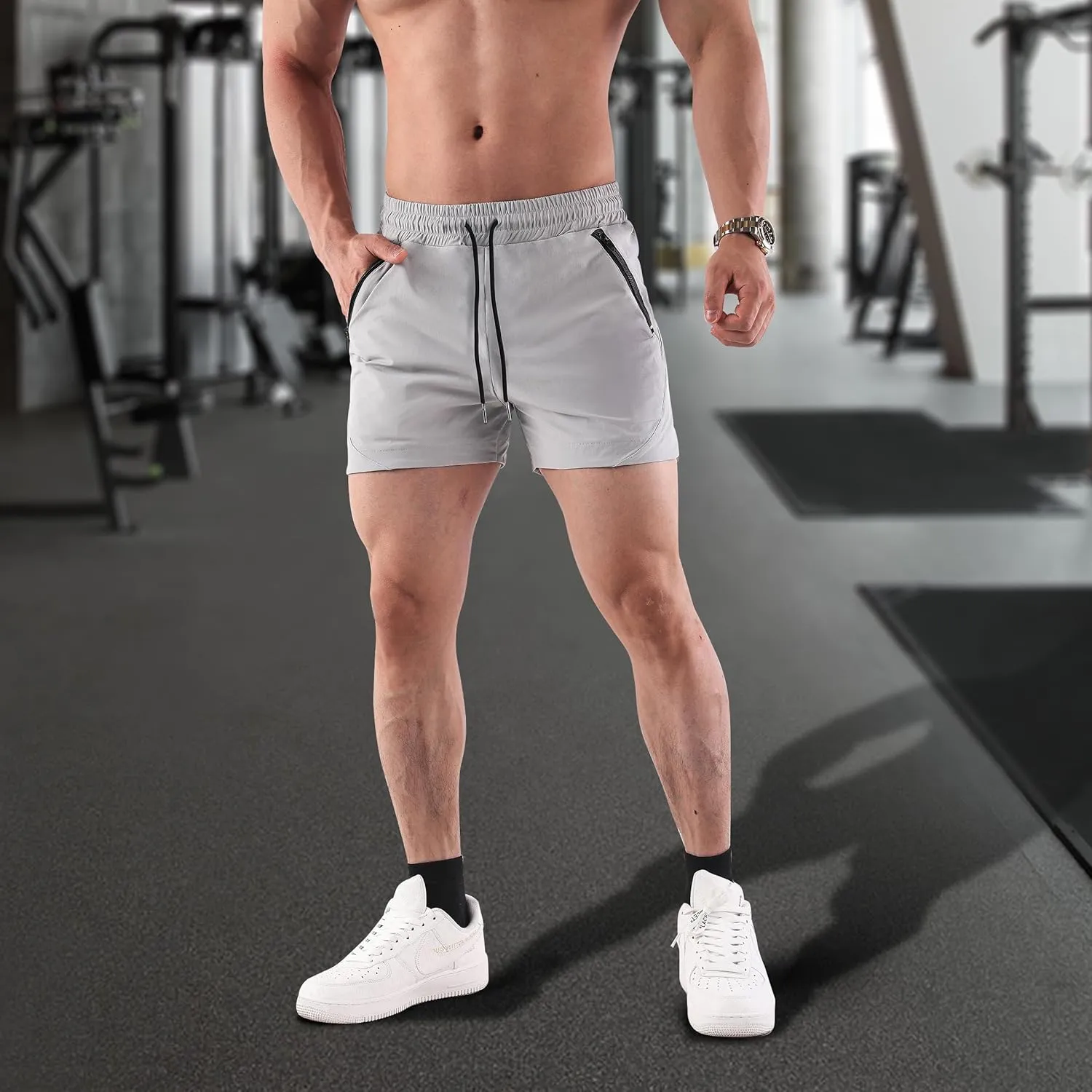 Mens Gym Shorts 5 Inch Slim Workout Shorts Lightweight Quick Dry Running Athletic Shorts with Pockets