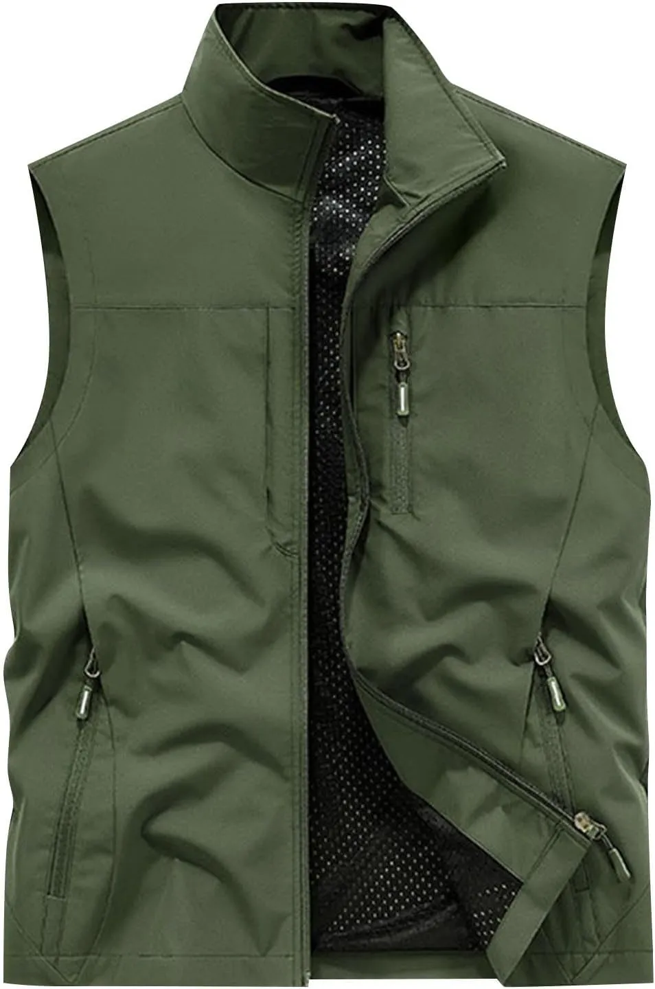 Men's Lightweight Vest Zipper Softshell Sleeveless Quick Dry Jacket Multi Pcokets Cycling Travel Hiking Running Golf