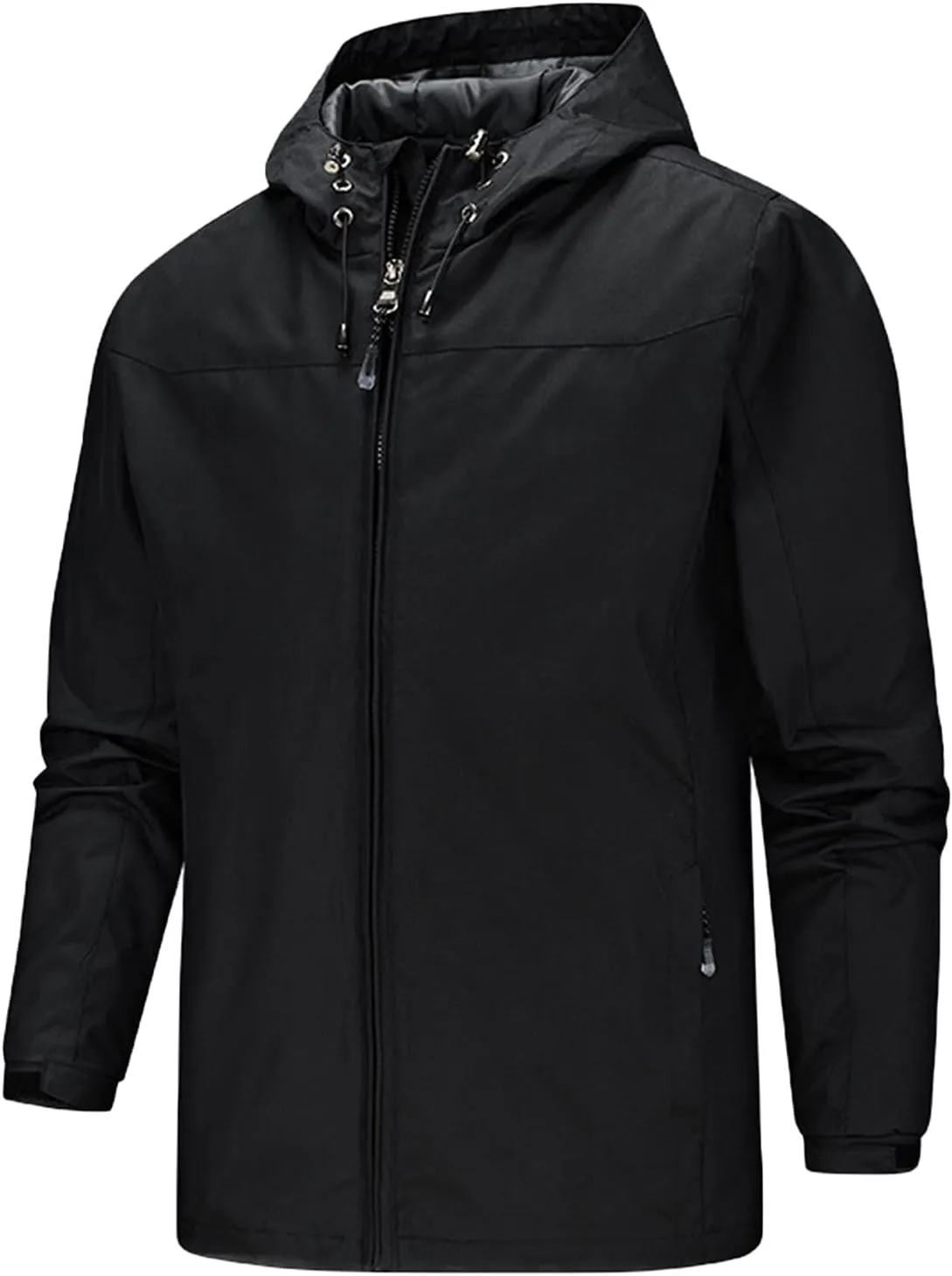 Mens Packable Rain Jackets Windproof Waterproof Lightweight Shell Raincoat with Detachable Hood for Hiking Running
