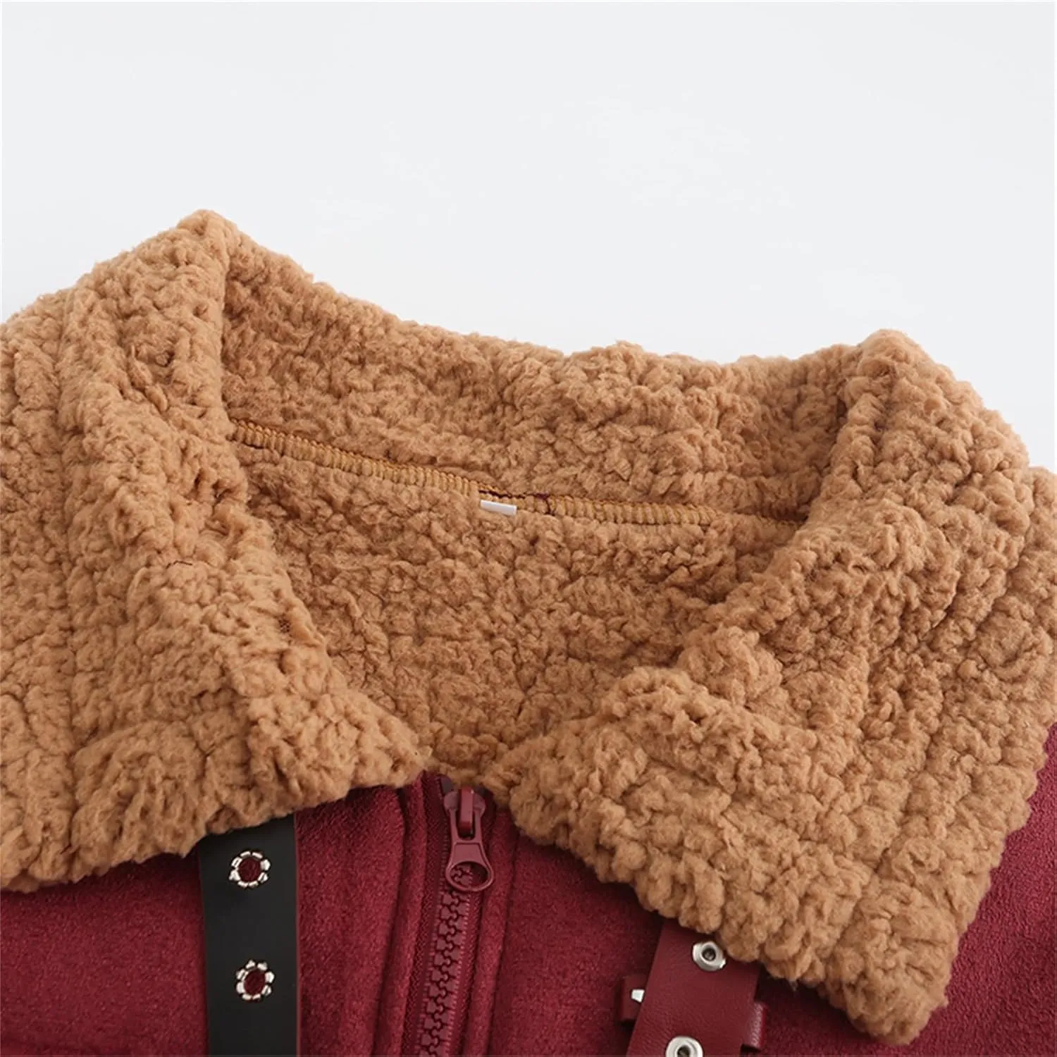 Mens Winter Jacket Sherpa Lined Faux Fur Bomber Aviator Jacket Warm Shearling Leather Coat Zip Up Outwear