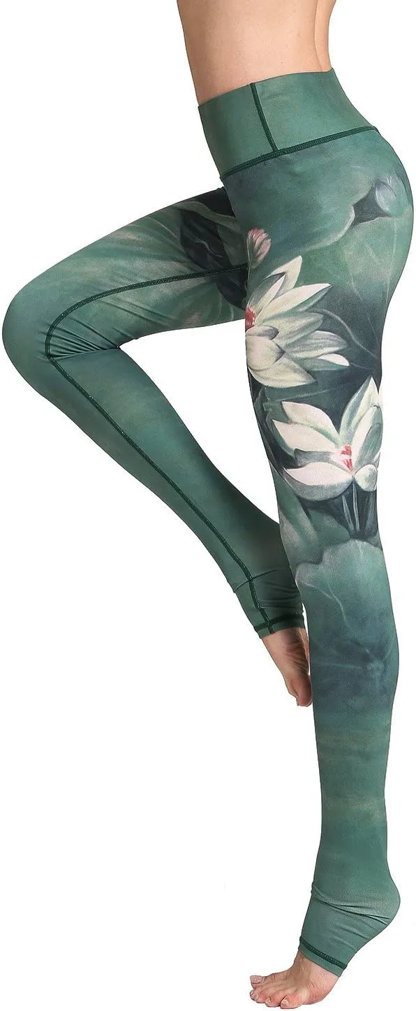 Over The Heel Yoga Pants Women Printed Stirrup Pants High Waist Yoga Leggings